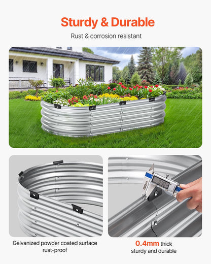 Metal Raised Garden Bed 4x2x1 ft – Outdoor Galvanized Planter Box, Silver