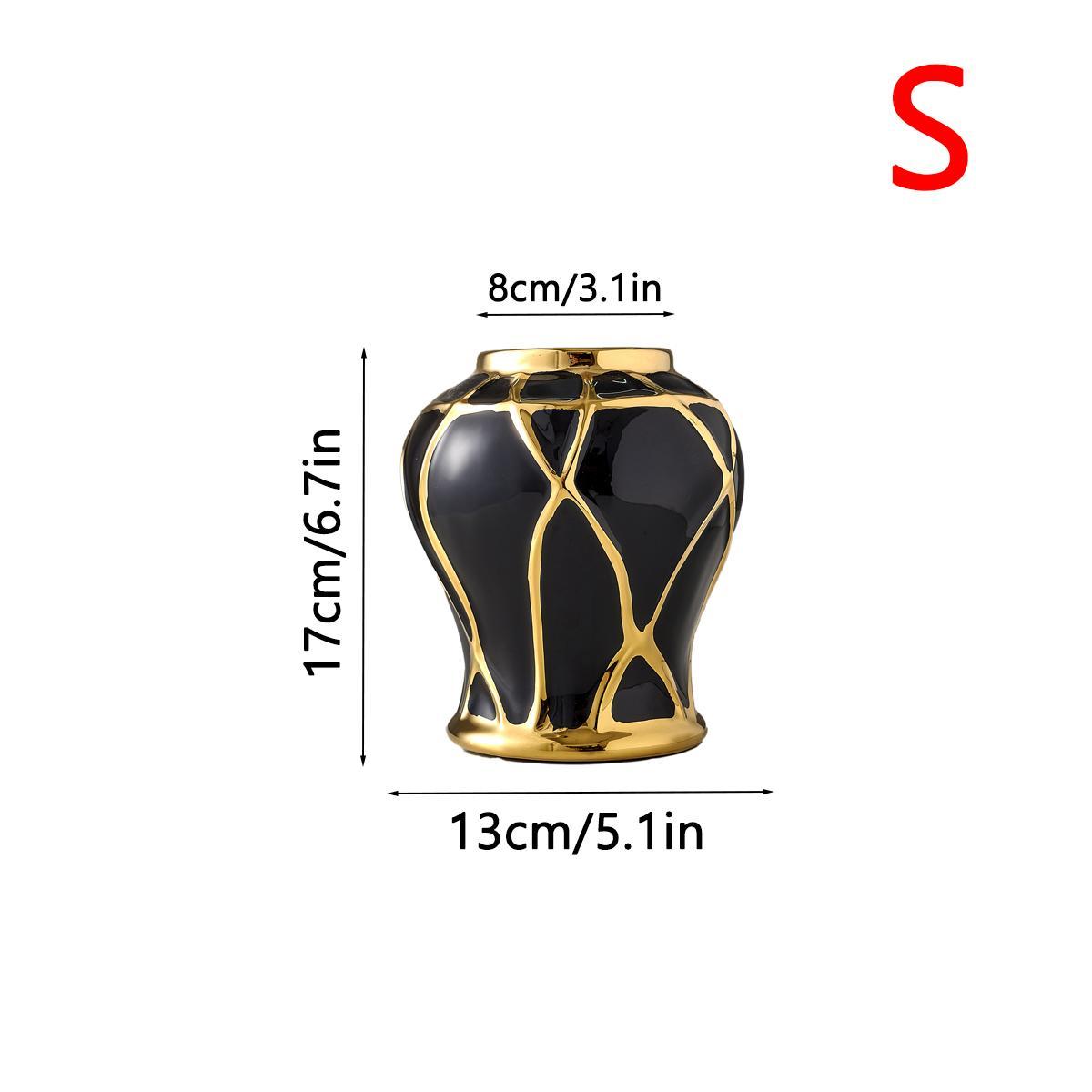Luxury Black & Gold Ceramic Statement Vase