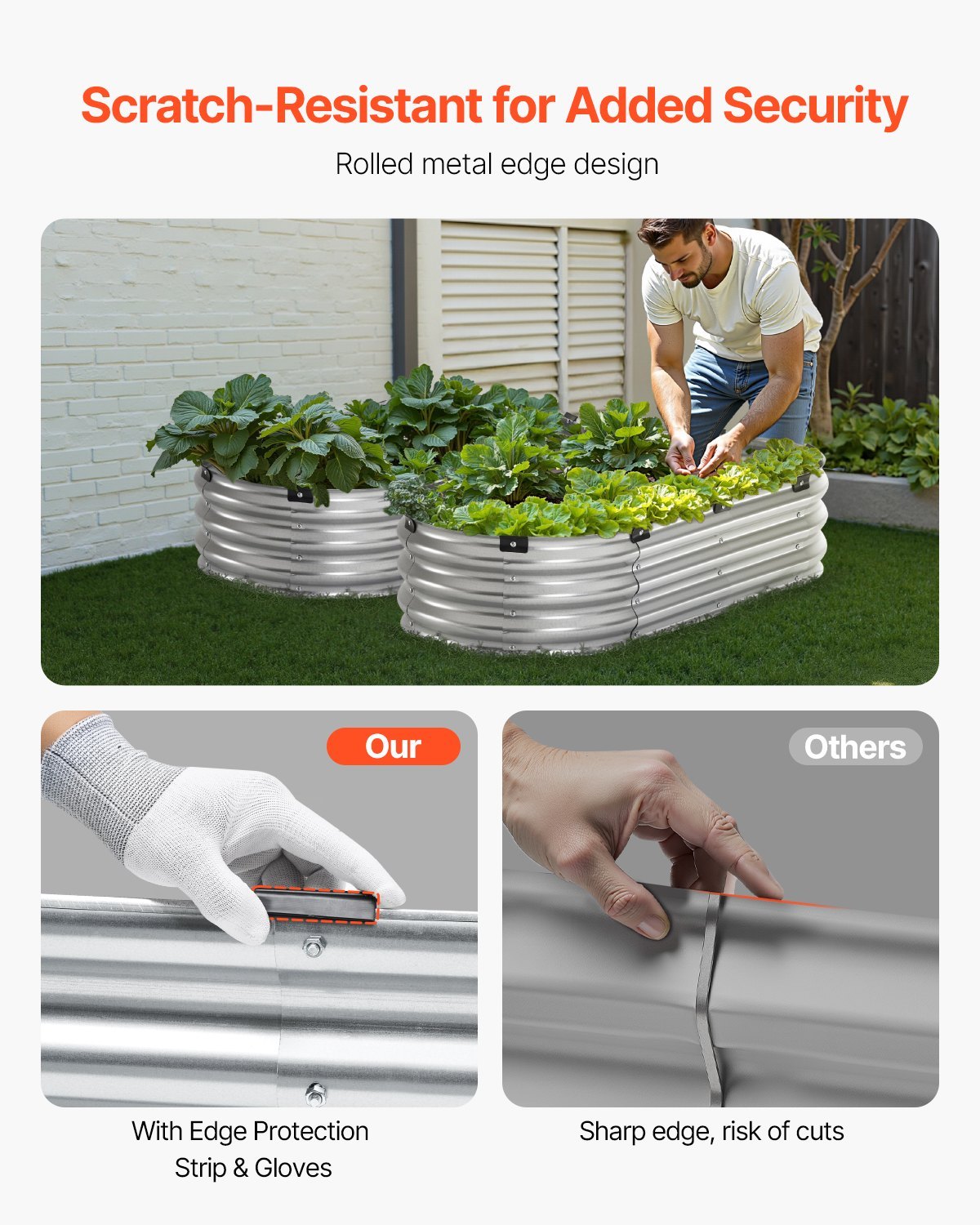 Metal Raised Garden Bed 4x2x1 ft – Outdoor Galvanized Planter Box, Silver