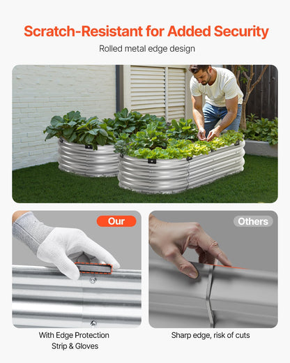 Metal Raised Garden Bed 4x2x1 ft – Outdoor Galvanized Planter Box, Silver