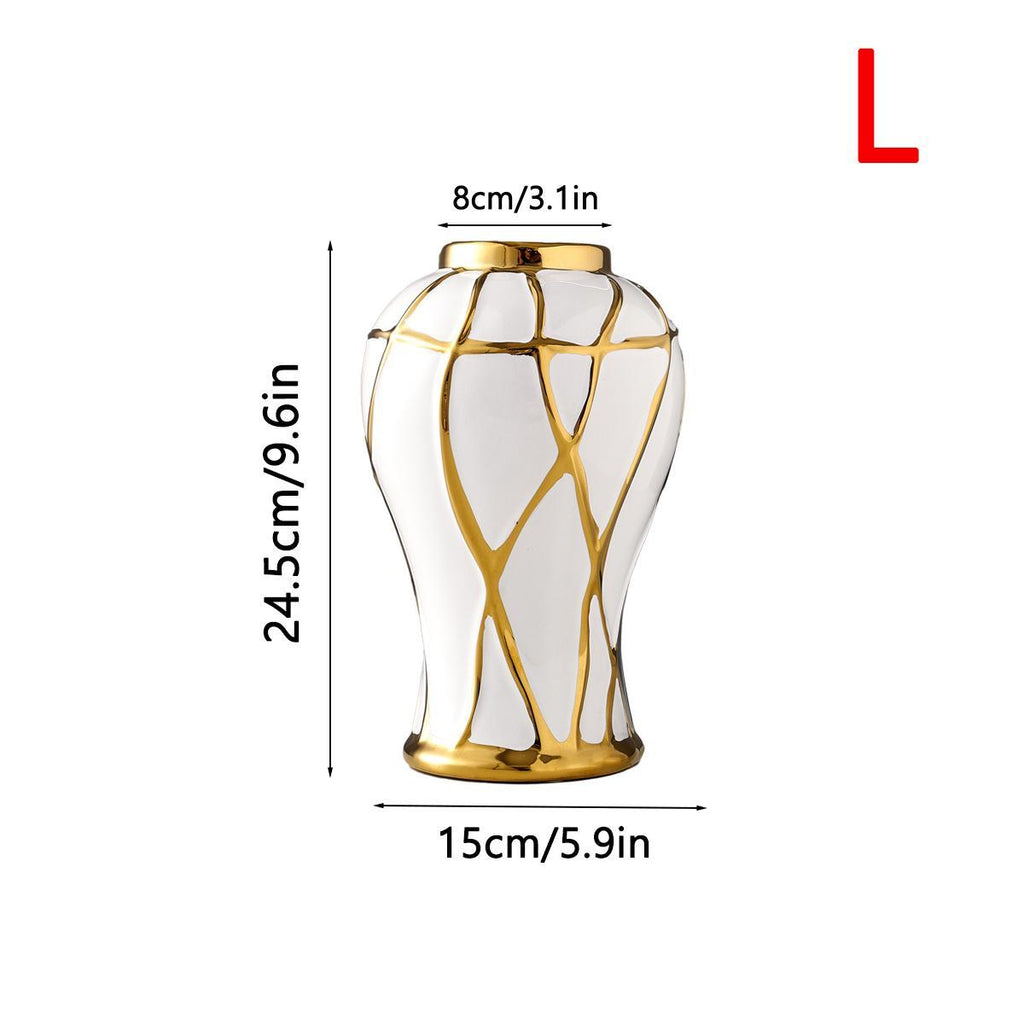 Luxury Black & Gold Ceramic Statement Vase