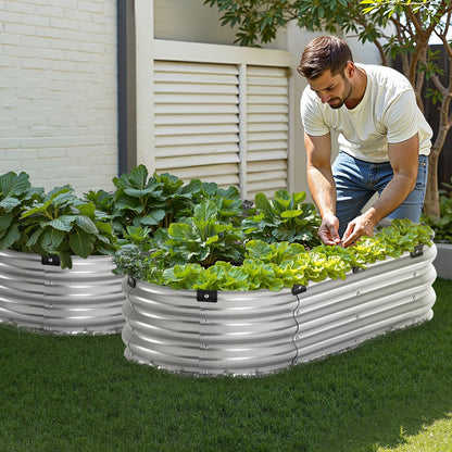 Metal Raised Garden Bed 4x2x1 ft – Outdoor Galvanized Planter Box, Silver