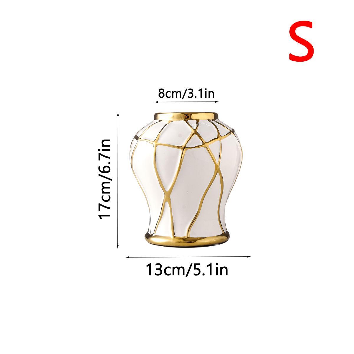 Luxury Black & Gold Ceramic Statement Vase